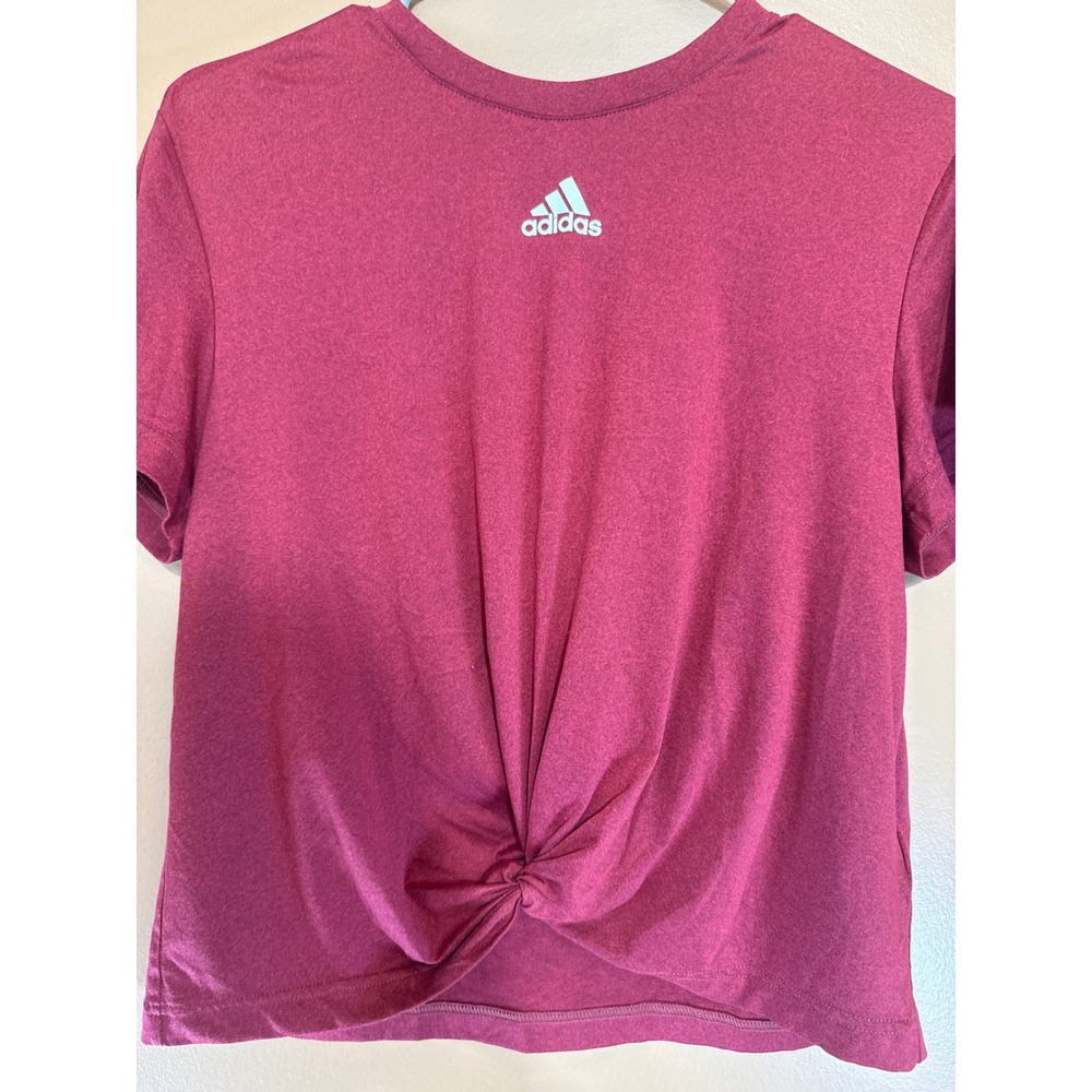 Adidas Womens Twist Front Knot‎ Athletic T-Shirt Heather Berry Pink Size M